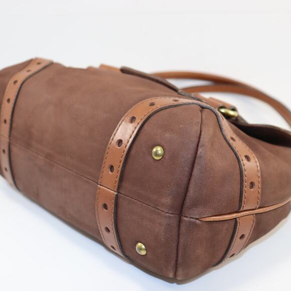 Chloé Brown Suede Saskia Tote Bag with Leather Trim and Brass Hardware - Picture 6 of 9